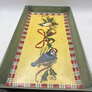Lenox Winter Greetings 13” Rectangular Tray Birds Holly Pinecone Holiday